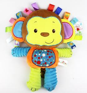 Happy Monkey Baby Rattle Stuffed Plush Doll crib bed hanging Ring appease Toys hand puppet pillow Puzzle Bell sheep Animal gift
