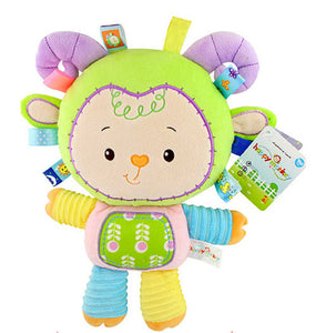 Happy Monkey Baby Rattle Stuffed Plush Doll crib bed hanging Ring appease Toys hand puppet pillow Puzzle Bell sheep Animal gift