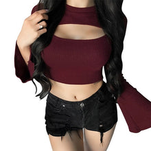 Open Chest T-shirts Women Short Sexy Tee Shirt Butterfly Sleeve Femme Long Sleeve Spring T-shirt Female T shirts Tops Knitted